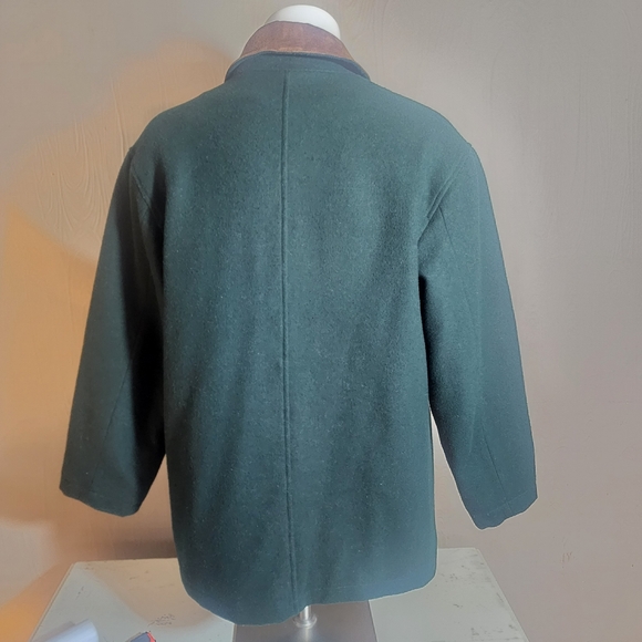 Vintage Womens Herman Kay Hunter Green Barn Coat with Leather Collar Sz Med - Picture 2 of 6